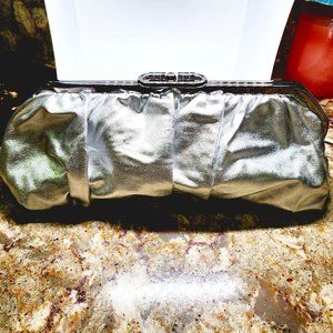Metallic Silver clutch ruched fabric evening bag